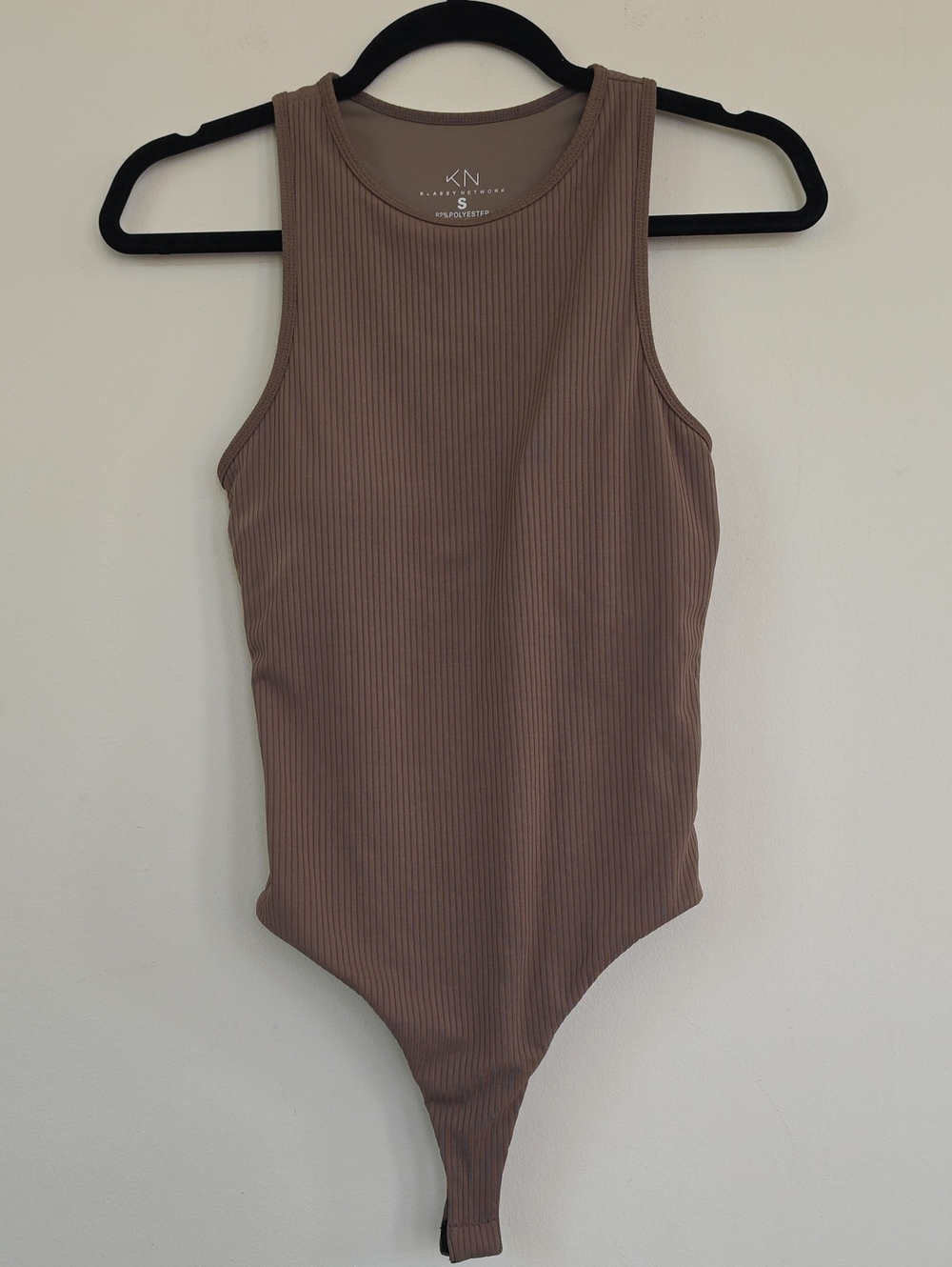 Klasdy Network Brown Ribbed Brami Bodysuit Size Small
